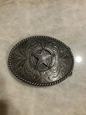 Montana Silversmiths Silver Western Star Engraved Belt Buckle